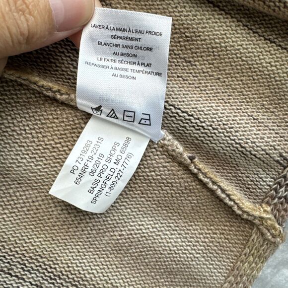 Natural Reflections Stripe Open Front Cardigan Women L Browns Fringe Boho (0786) - Picture 5 of 10